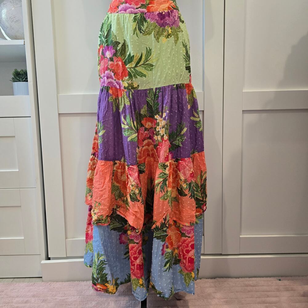 Farm Rio for Anthropologie Floral Tiered Skirt 100% cotton. Retails $228 - Picture 3 of 7